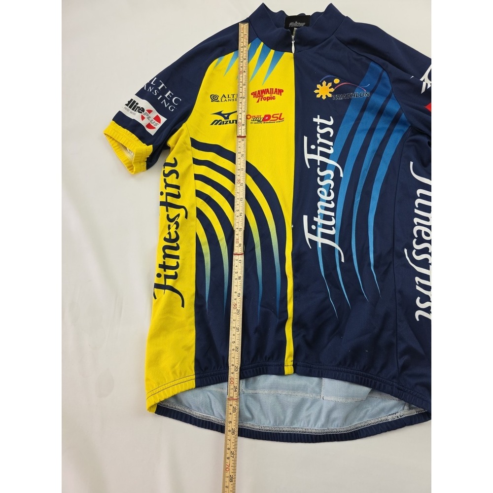 F2P Cycling Sponsored Jersey Large Blue Yellow Mizuno Fitness First - Picture 11 of 14